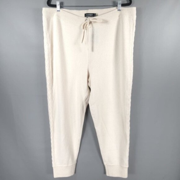 NWT LAUREN RALPH LAUREN WOOL CASHMERE Blend Jogger Pants Cable Knit‎ Side 1X TG - Picture 4 of 12